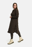 'Brunel' jurk – Cowl-Neck, zijplooien & midilengte