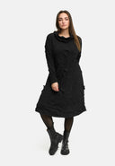 'Brunel' jurk – Cowl-Neck, zijplooien & midilengte