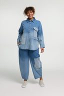 Bluzka 'Sky' – Premiumowy Dżins, Łaty i Rozciągliwość